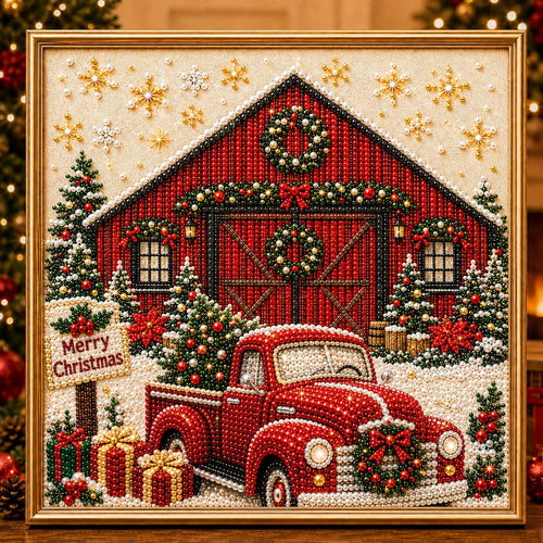 Cozy Christmas Farmhouse DIY Diamond Pearl Art Kit GFTONPT491