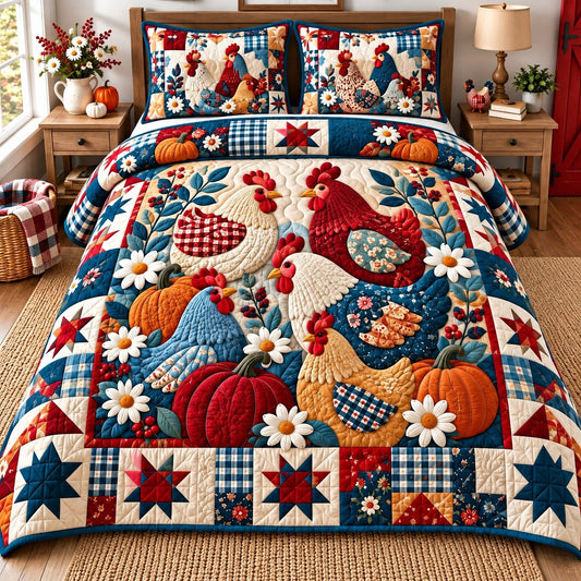 Funky Chicken Squad 3-Piece Quilted Bedding Set GFTONPT792
