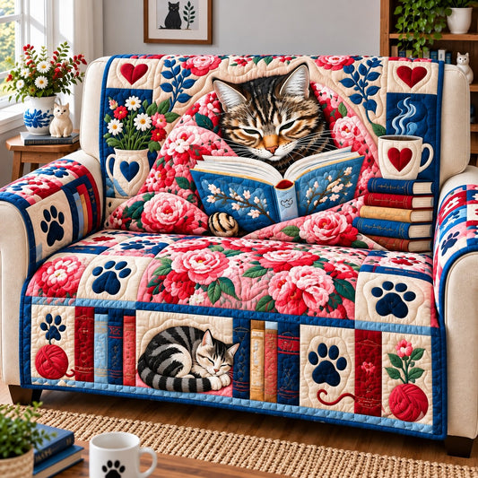 Cat Book Lovers Quilted Sofa Cover GFTONPT794