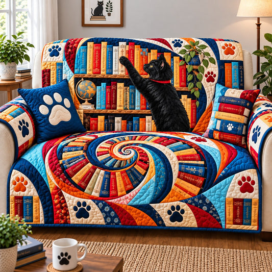 Cat Book Club Quilted Sofa Cover GFTONPT795