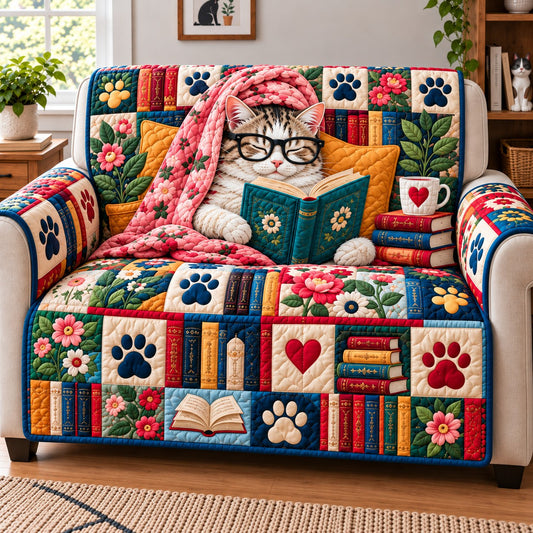 Cat Book Adventures Quilted Sofa Cover GFTONPT798