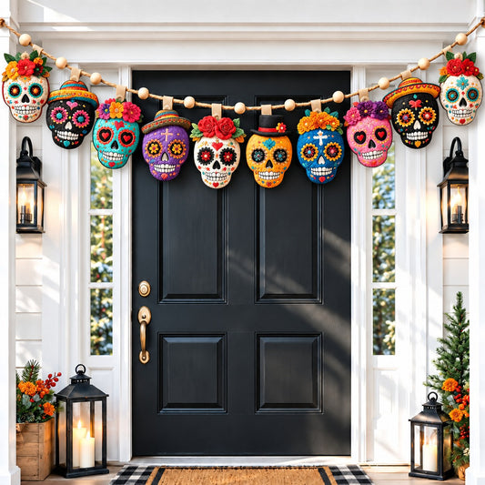 Day of the Dead Bloom Custom Shape Quilted Garland GFTONPT920