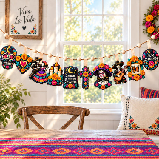 Day of the Dead Remembrance Custom Shape Quilted Garland GFTONPT924