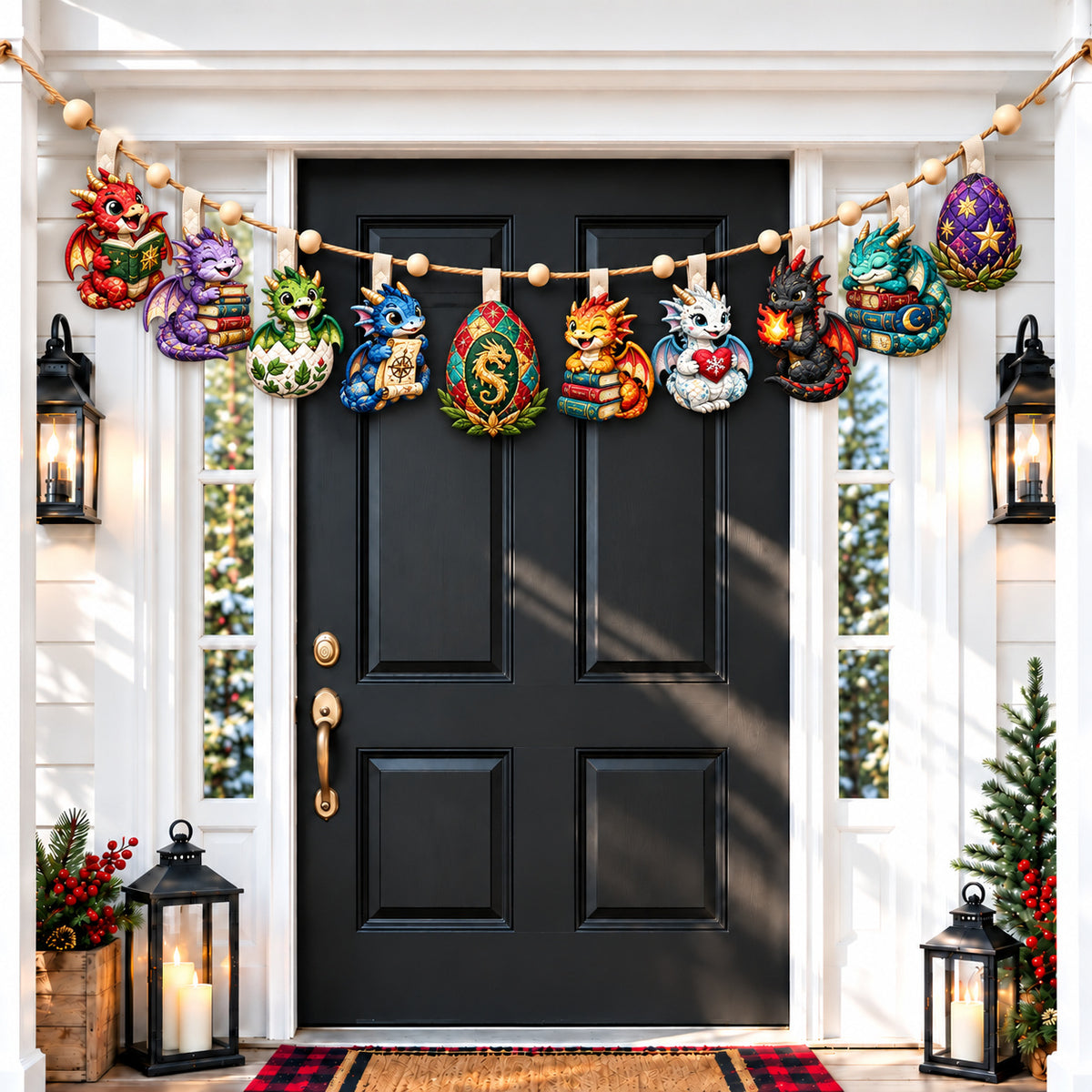 Dragon Book Magic Custom Shape Quilted Garland GFTONPT974