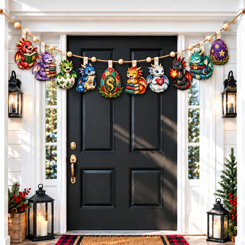 Dragon Book Magic Custom Shape Quilted Garland GFTONPT974