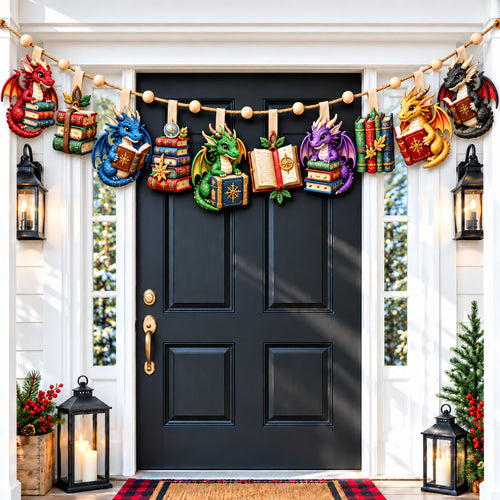 Dragon Book Fantasy Custom Shape Quilted Garland GFTONPT977