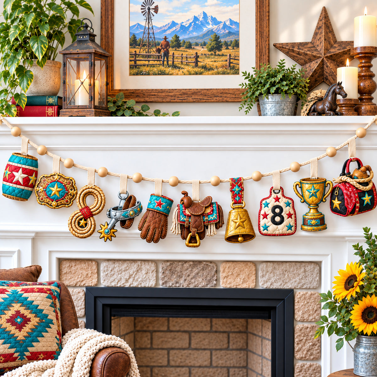 Rodeo Night Custom Shape Quilted Garland GFTONPT981