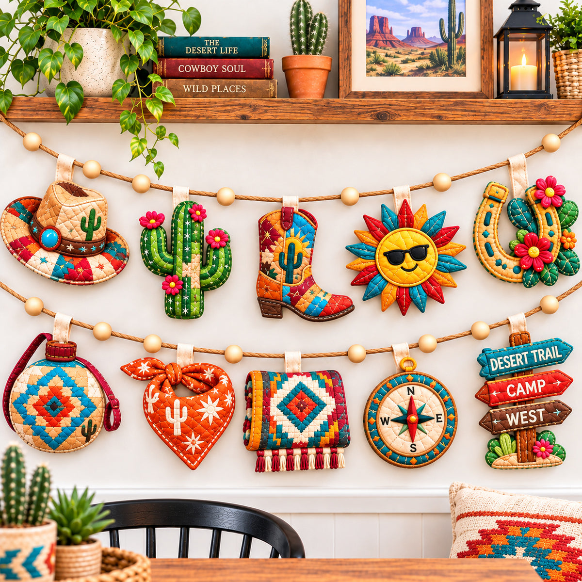 Desert Cowboy Custom Shape Quilted Garland GFTONPT982