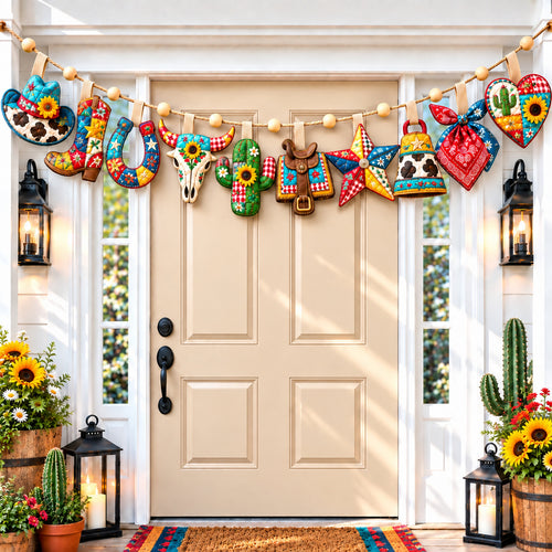 Western Patchwork Treasures Custom Shape Quilted Garland GFTONPT983