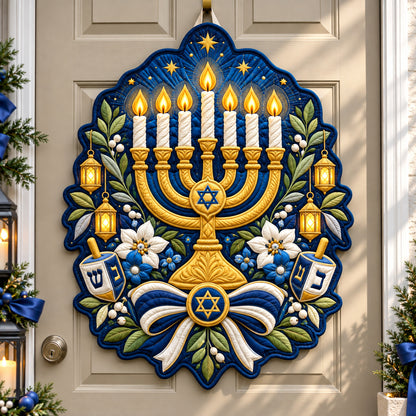 Hanukkah Candle Custom Shape Quilted Door Hanger GFTONPT991