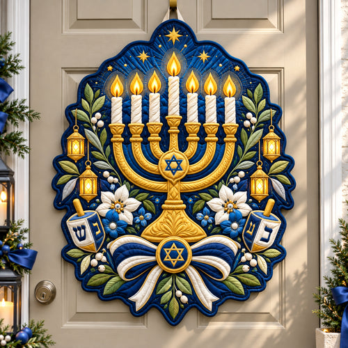 Hanukkah Candle Custom Shape Quilted Door Hanger GFTONPT991