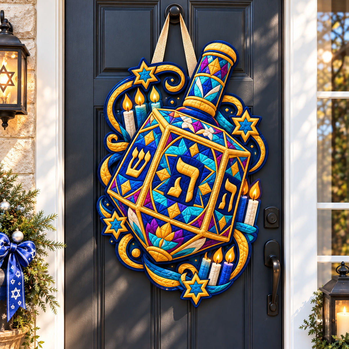 Kaleidoscope Dreidel Custom Shape Quilted Door Hanger GFTONPT993