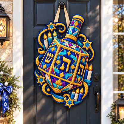 Kaleidoscope Dreidel Custom Shape Quilted Door Hanger GFTONPT993