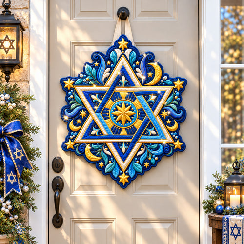 Celestial Star Of David Custom Shape Quilted Door Hanger GFTONPT994