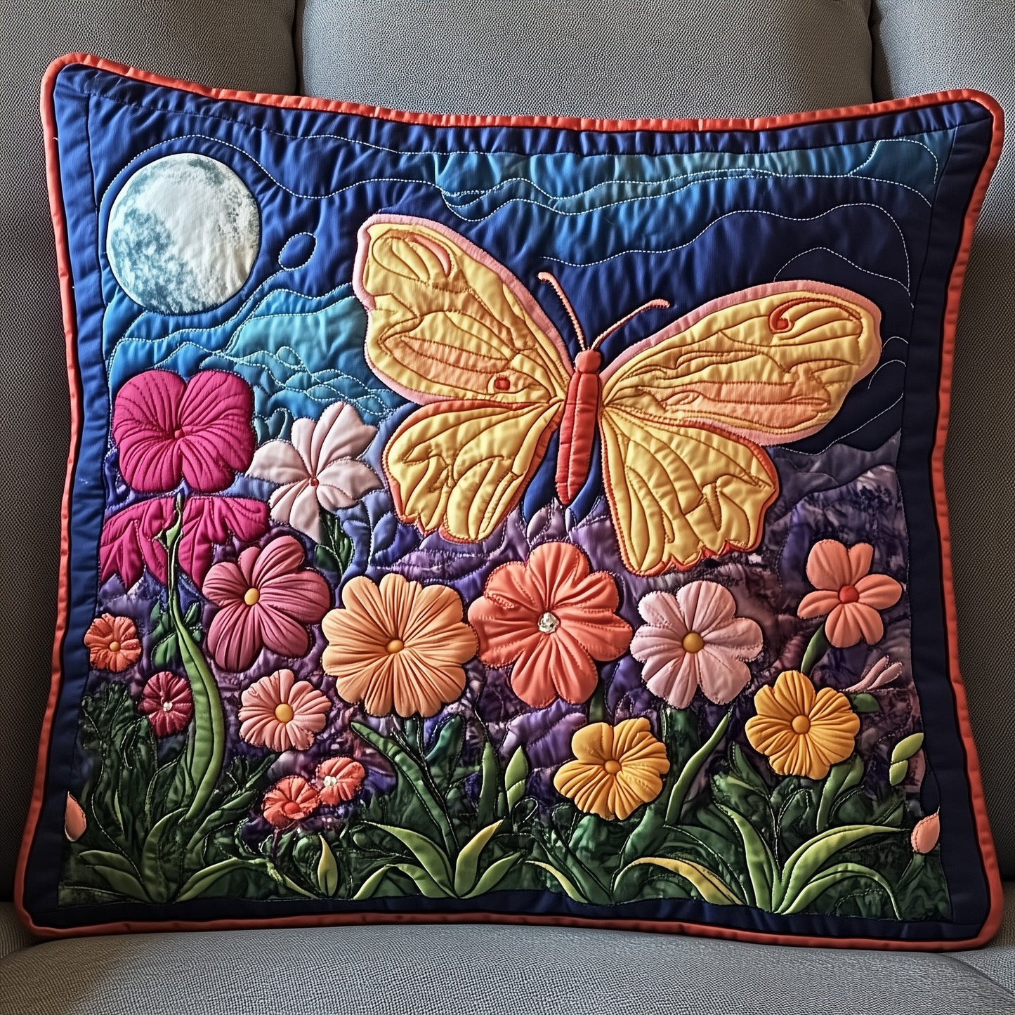 Moonlight Butterfly Quilted Pillow Case GFTONT1109