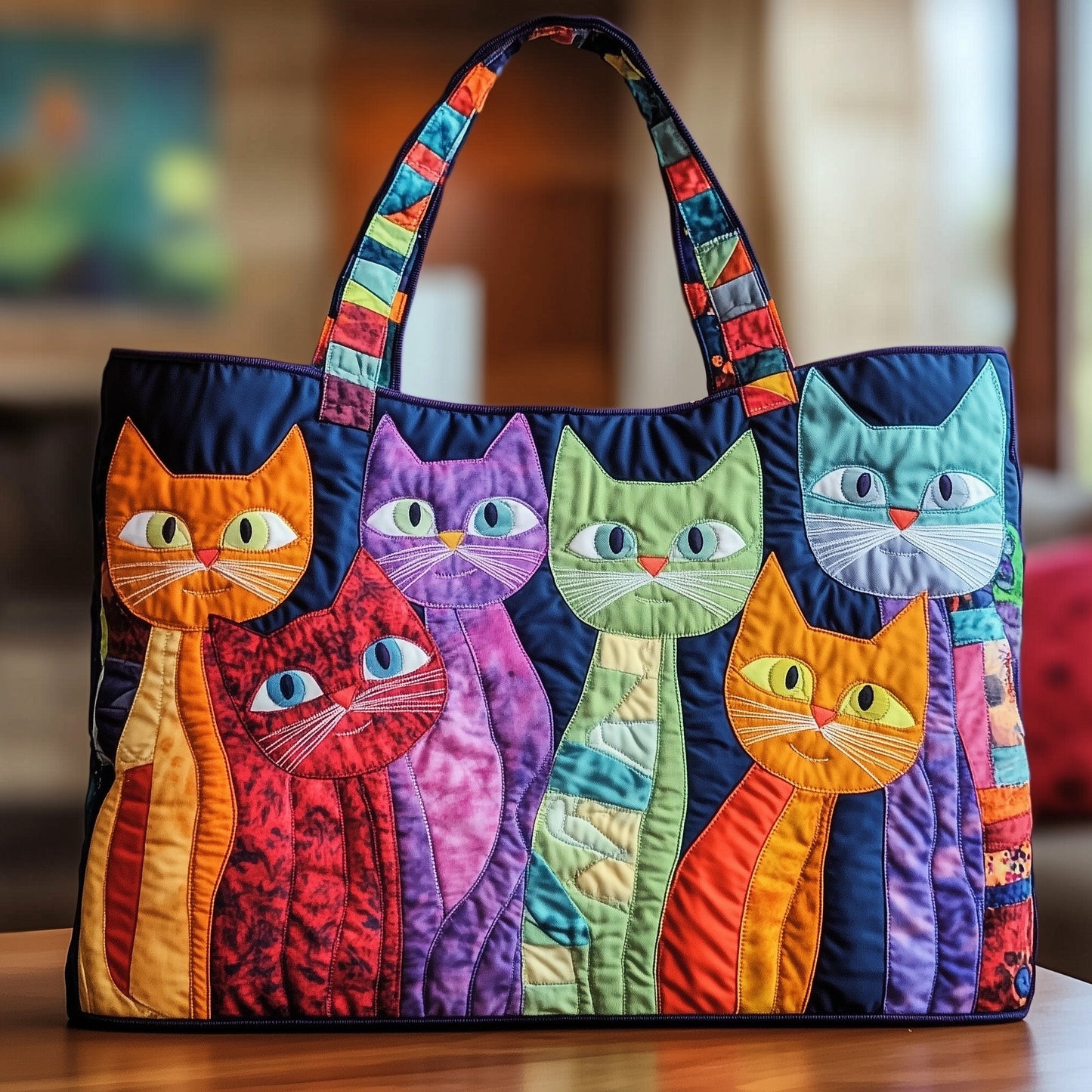 Whimsical Cat Quilted Tote Bag GFTONT1111