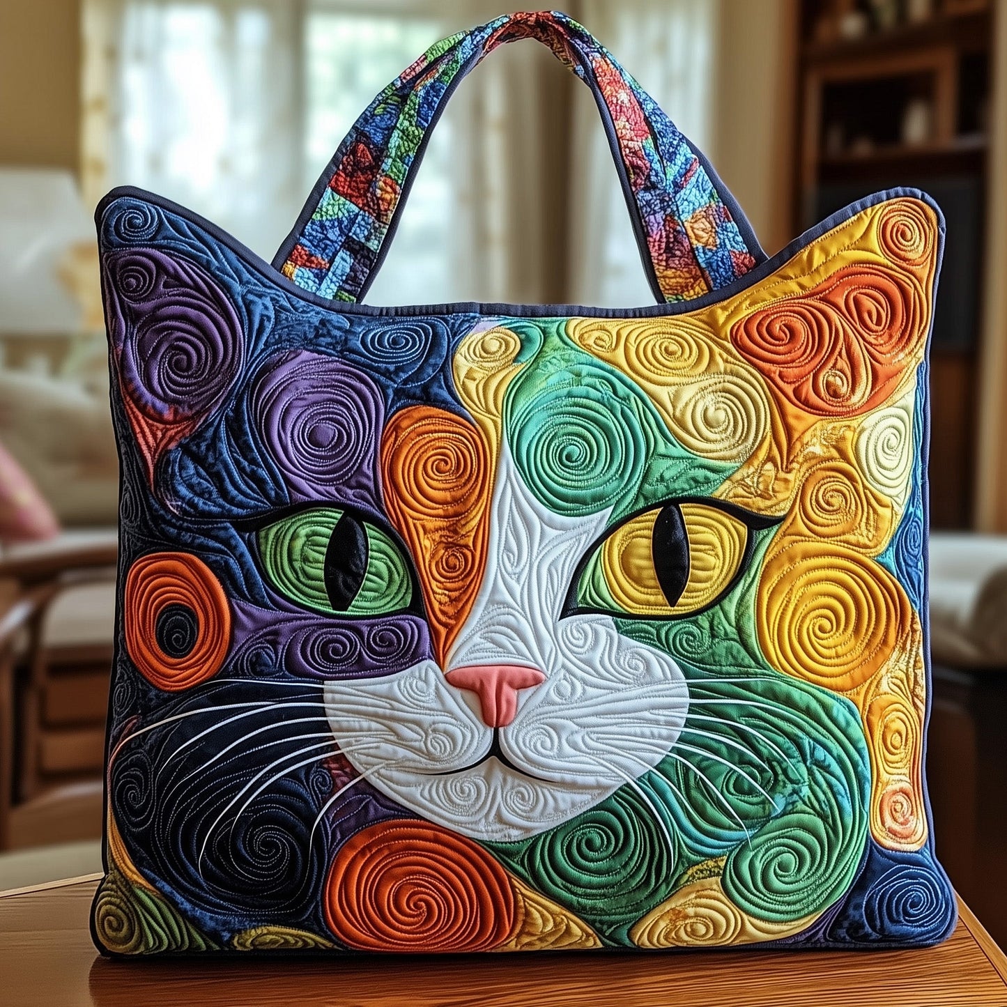 Swirly Cat Quilted Tote Bag GFTONT1114