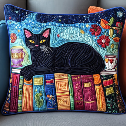 Cat and Book Quilted Pillow Case GFTONT1194