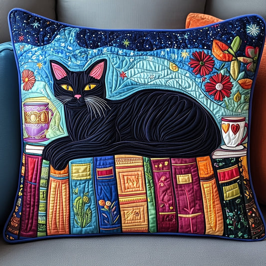Cat and Book Quilted Pillow Case GFTONT1194
