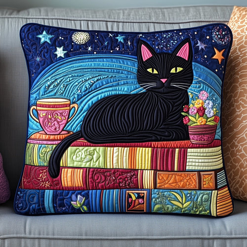Cat and Book Quilted Pillow Case GFTONT1195