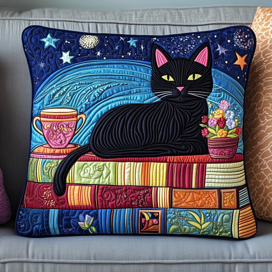 Cat and Book Quilted Pillow Case GFTONT1195