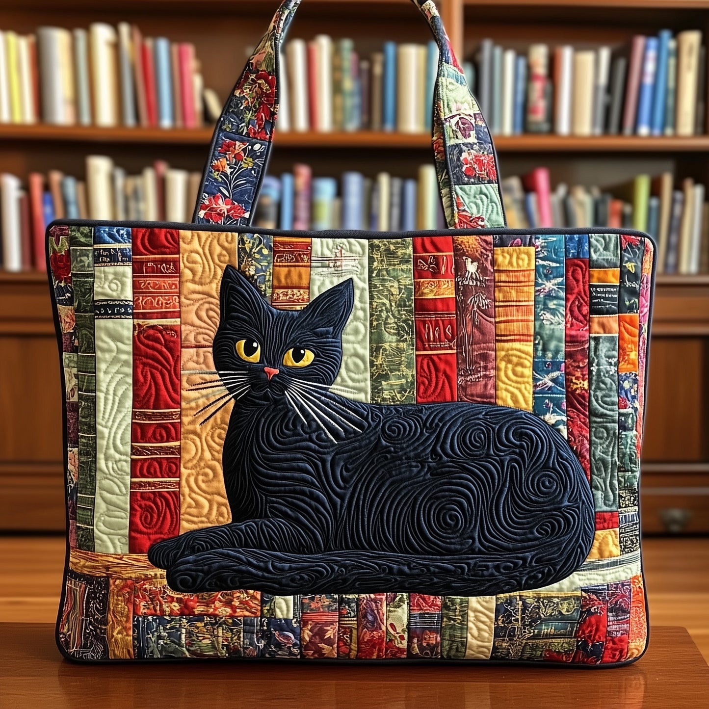 Cat Library Quilted Tote Bag GFTONT1263