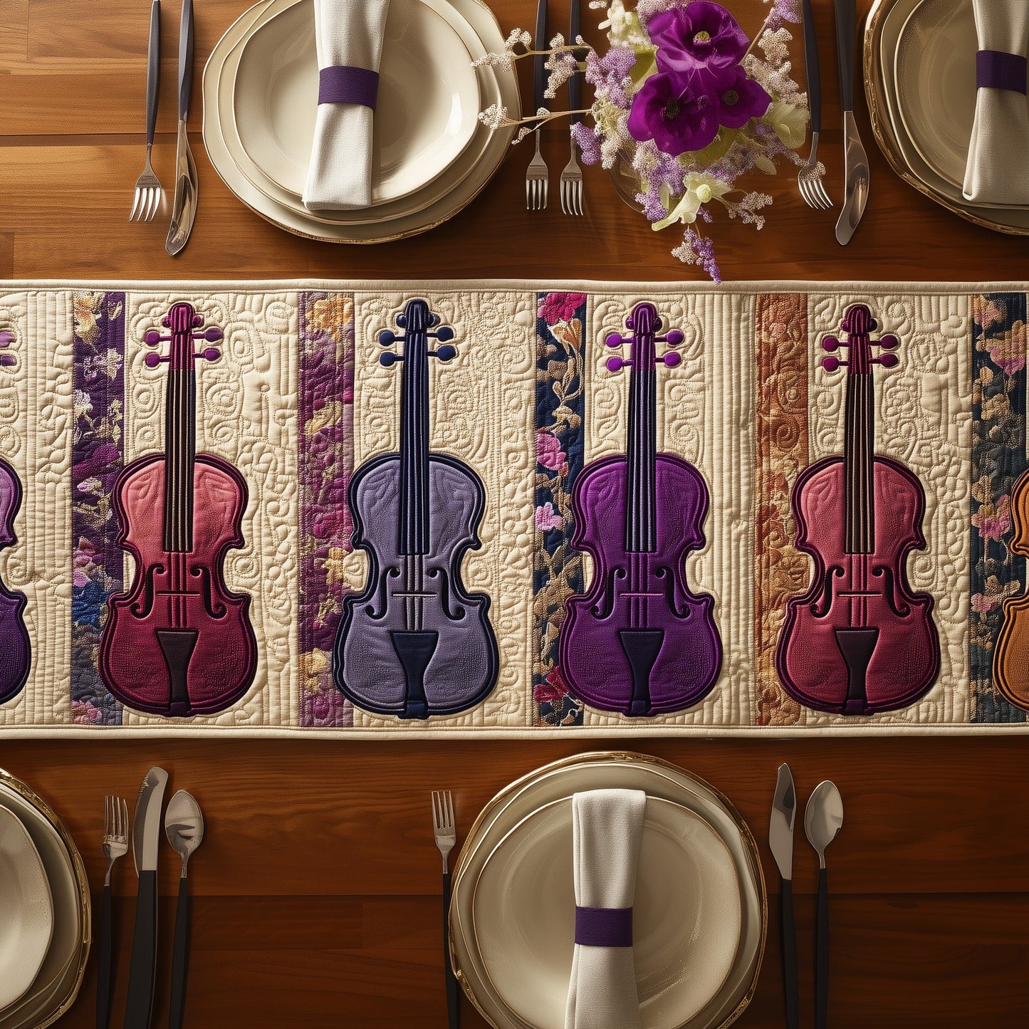 Rustic Violin Quilted Table Runner GFTONT1492