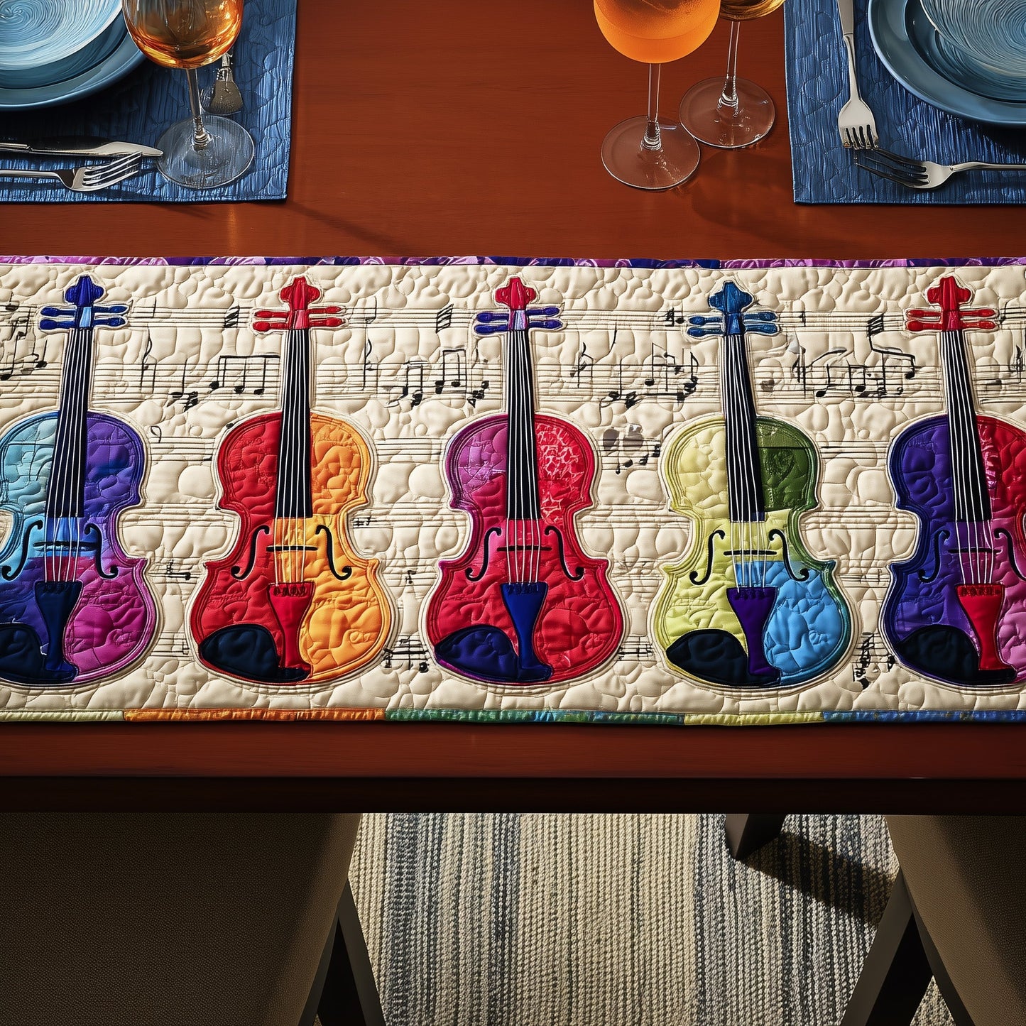 Violin Charm Quilted Table Runner GFTONT1493