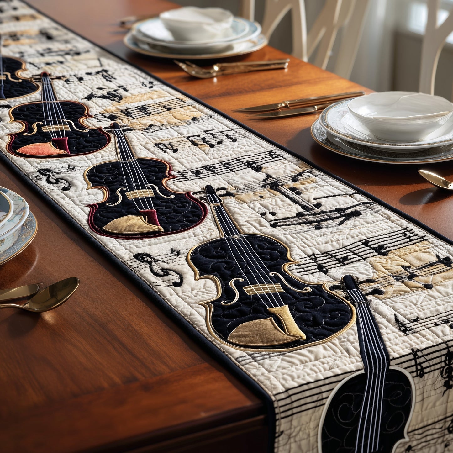Violin Charm Quilted Table Runner GFTONT1495