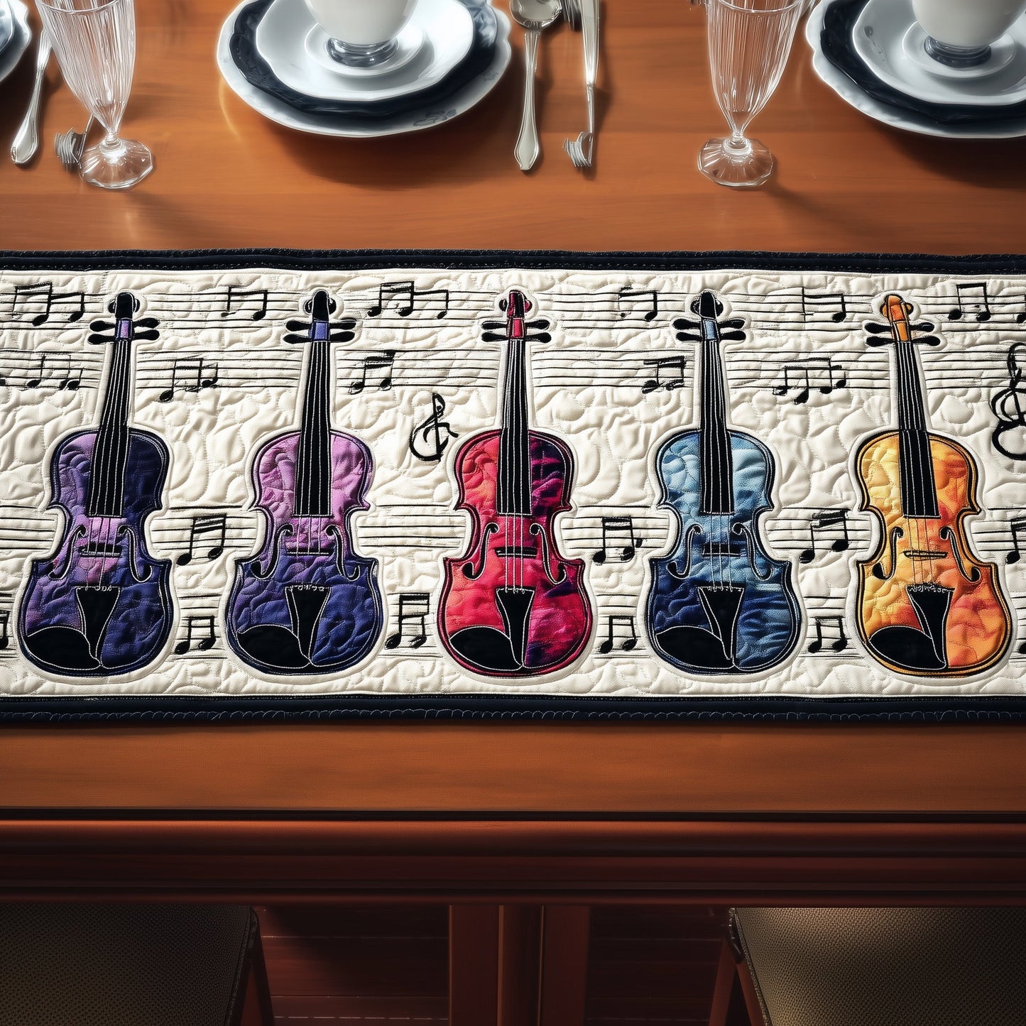 Gorgeous Violin Quilted Table Runner GFTONT1498