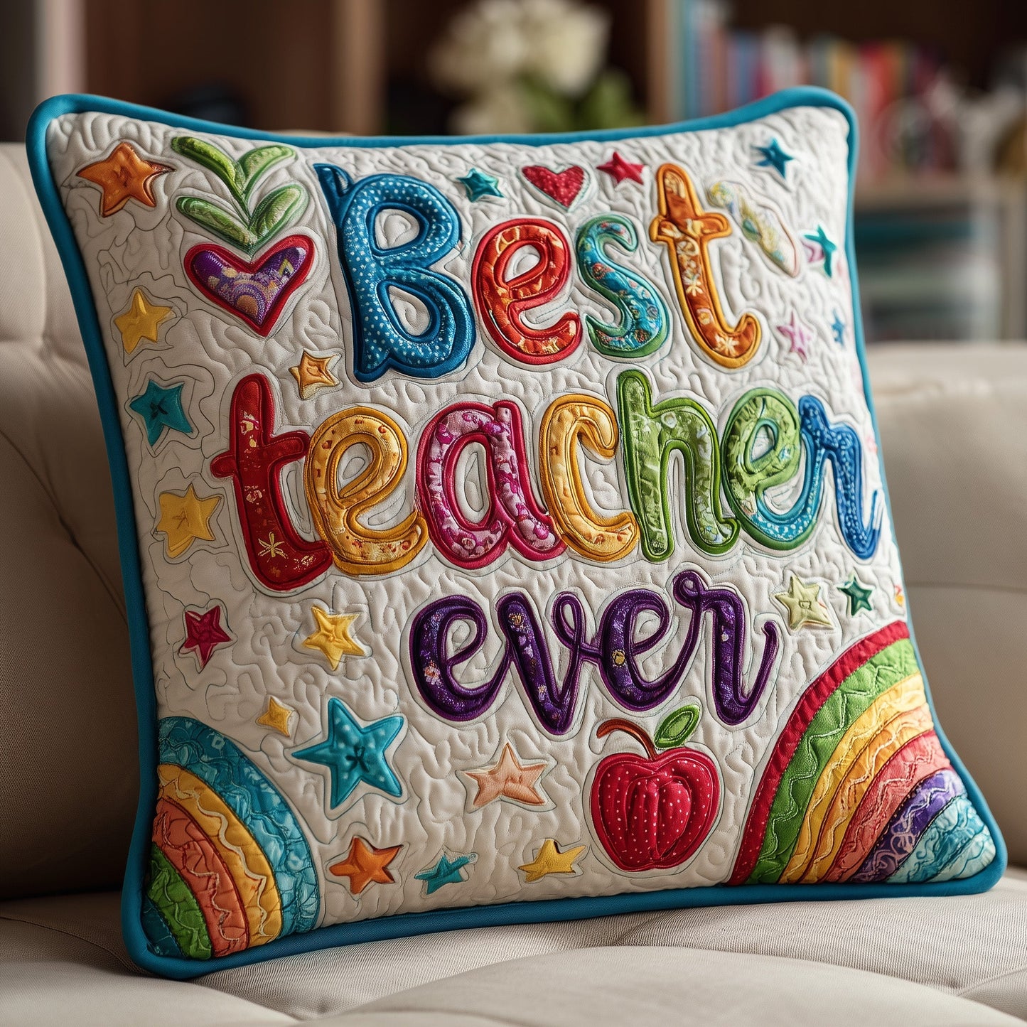 Best Teacher Ever Quilted Pillow Case GFTONT1502