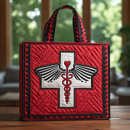 Red Cross Cadeceus Quilted Tote Bag GFTONT1526