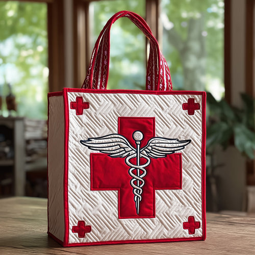 Red Cross Cadeceus Quilted Tote Bag GFTONT1527