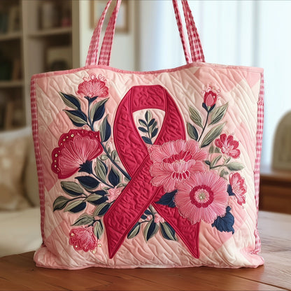 Breast Cancer Ribbon Quilted Tote Bag GFTONT1529