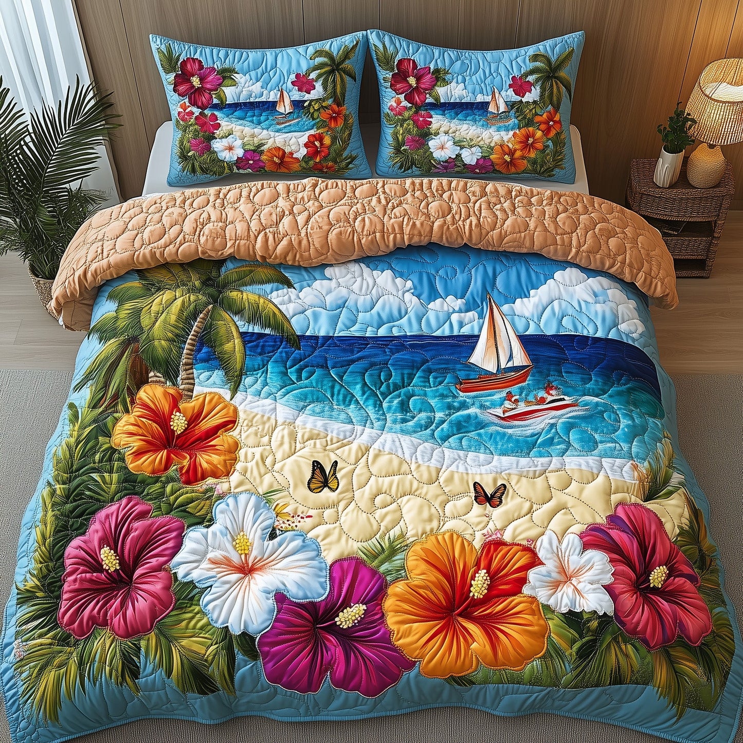 Aloha  3-Piece Quilted Bedding Set GFTONT152