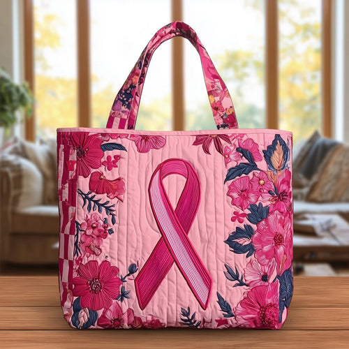 Breast Cancer Ribbon Quilted Tote Bag GFTONT1530