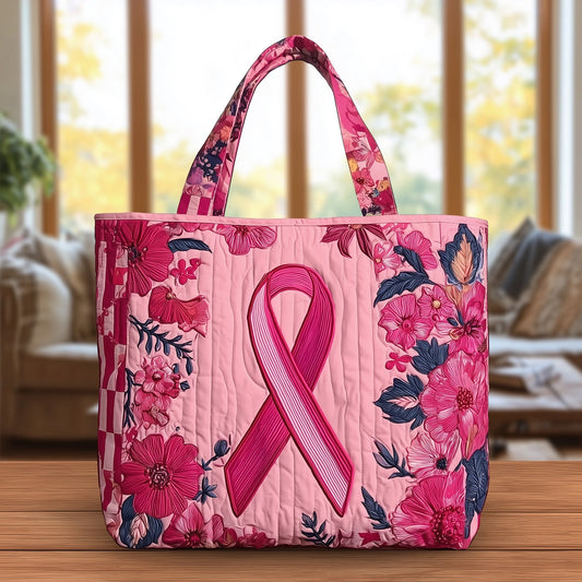 Breast Cancer Ribbon Quilted Tote Bag GFTONT1530