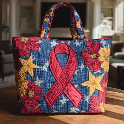 Breast Cancer Ribbon Quilted Tote Bag GFTONT1531