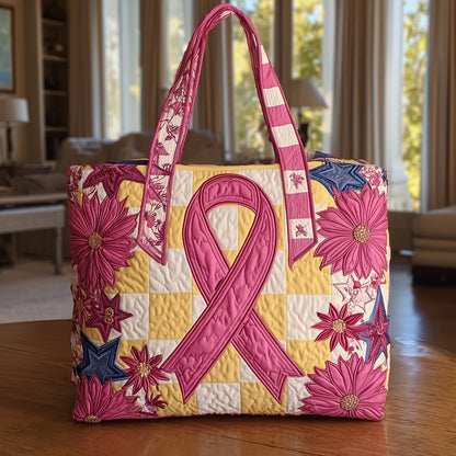 Breast Cancer Ribbon Quilted Tote Bag GFTONT1532
