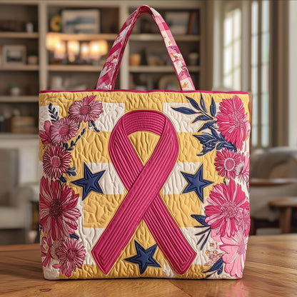 Breast Cancer Ribbon Quilted Tote Bag GFTONT1533