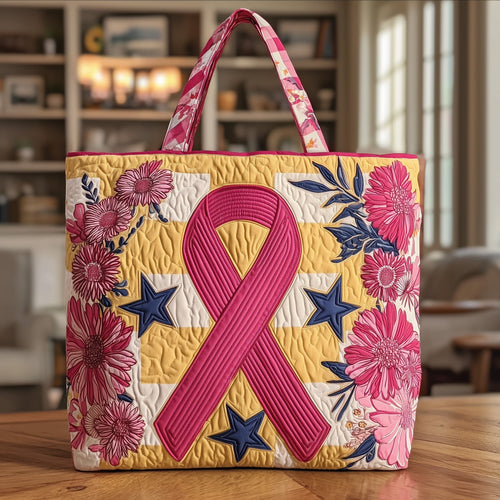 Breast Cancer Ribbon Quilted Tote Bag GFTONT1533