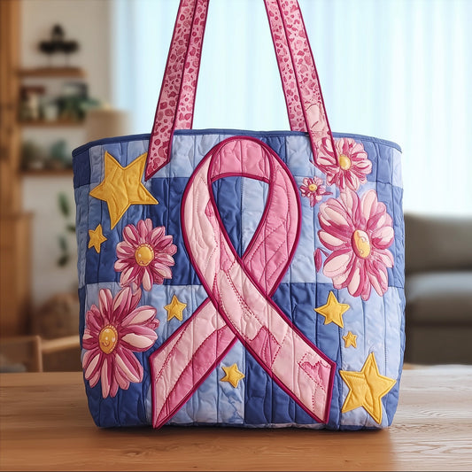Breast Cancer Ribbon Quilted Tote Bag GFTONT1534