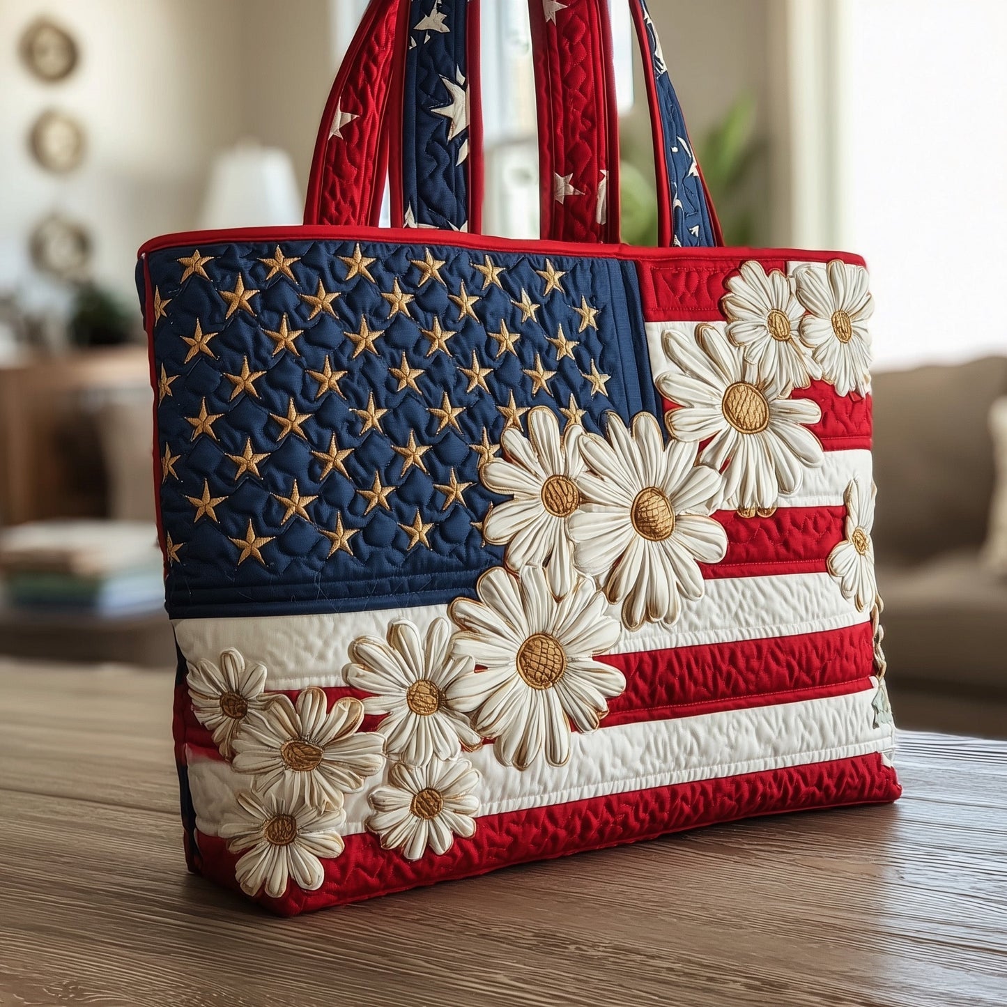 Flag and Flower Quilted Tote Bag GFTONT1553