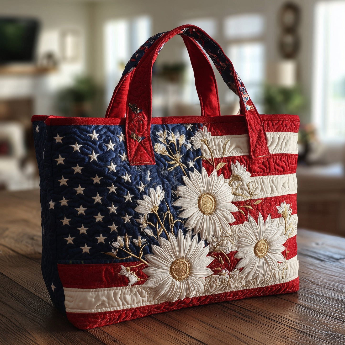 Flag and Flower Quilted Tote Bag GFTONT1554