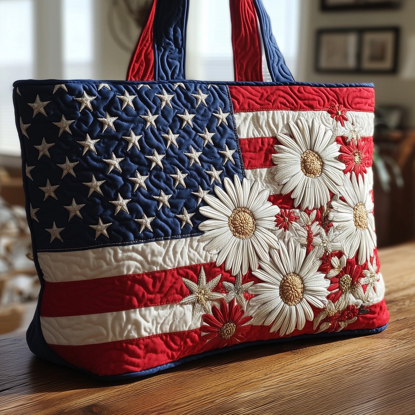 Flag and Flower Quilted Tote Bag GFTONT1556