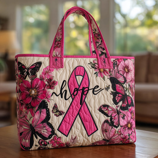 Breast Cancer Ribbon Quilted Tote Bag GFTONT1633