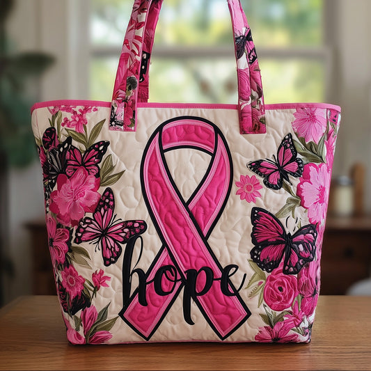 Breast Cancer Ribbon Quilted Tote Bag GFTONT1635
