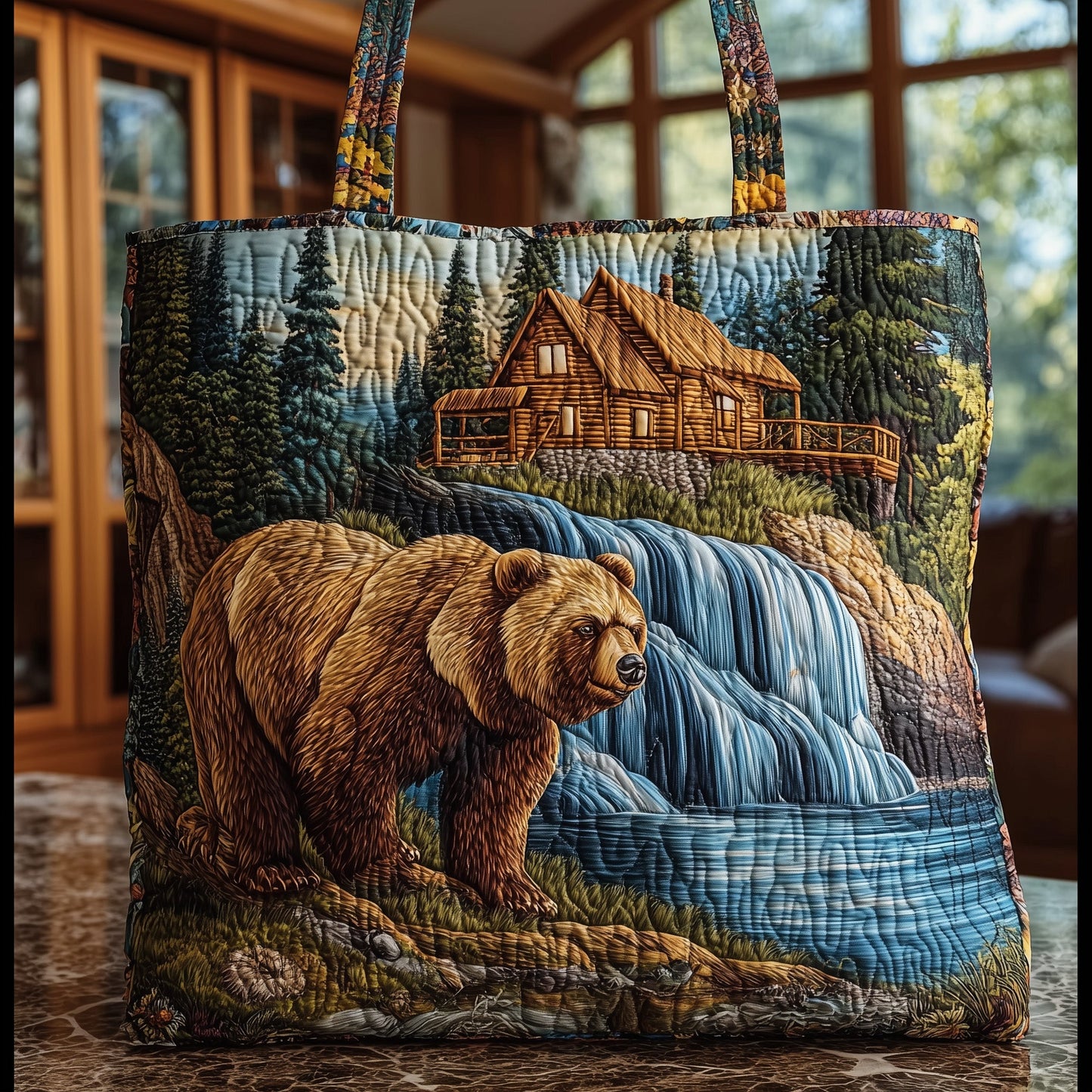Bear and Cabin Quilted Tote Bag GFTONT1747