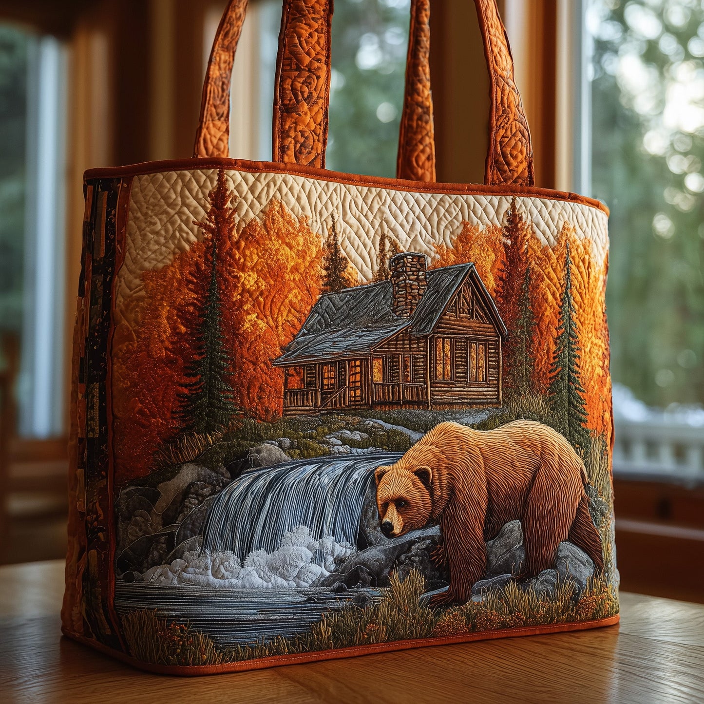 Bear and Cabin Quilted Tote Bag GFTONT1748
