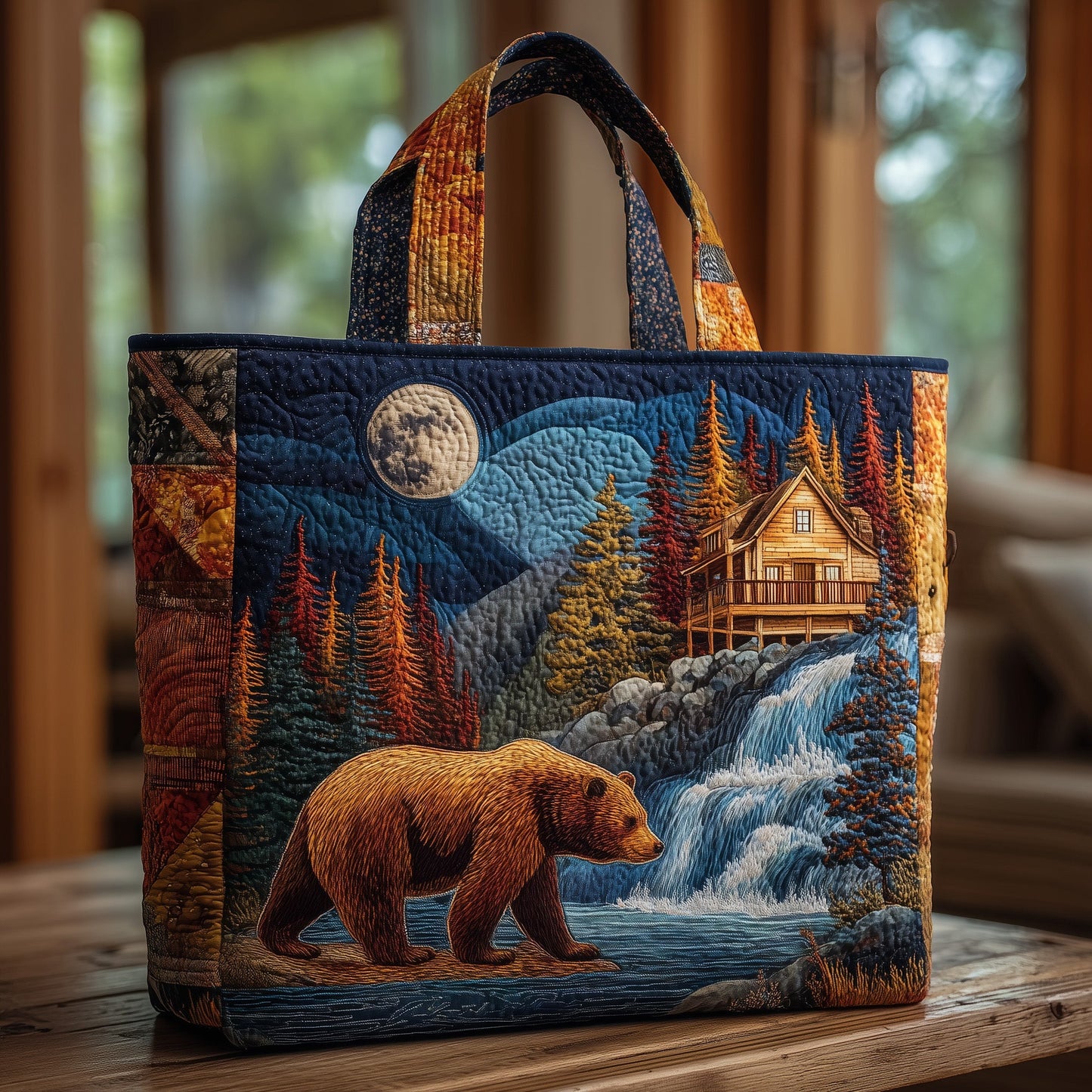Bear and Cabin Quilted Tote Bag GFTONT1751